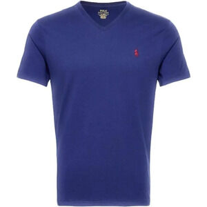 Polo Ralph Lauren Custom Slim Fit V-Neck Pullover Blue T-Shirt For Men's Size M